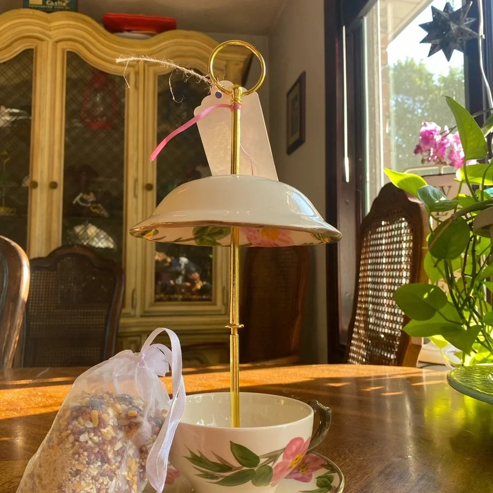 Franciscan Desert Rose Tea Cup Bird Feeder #9 - Picture 8 of 12